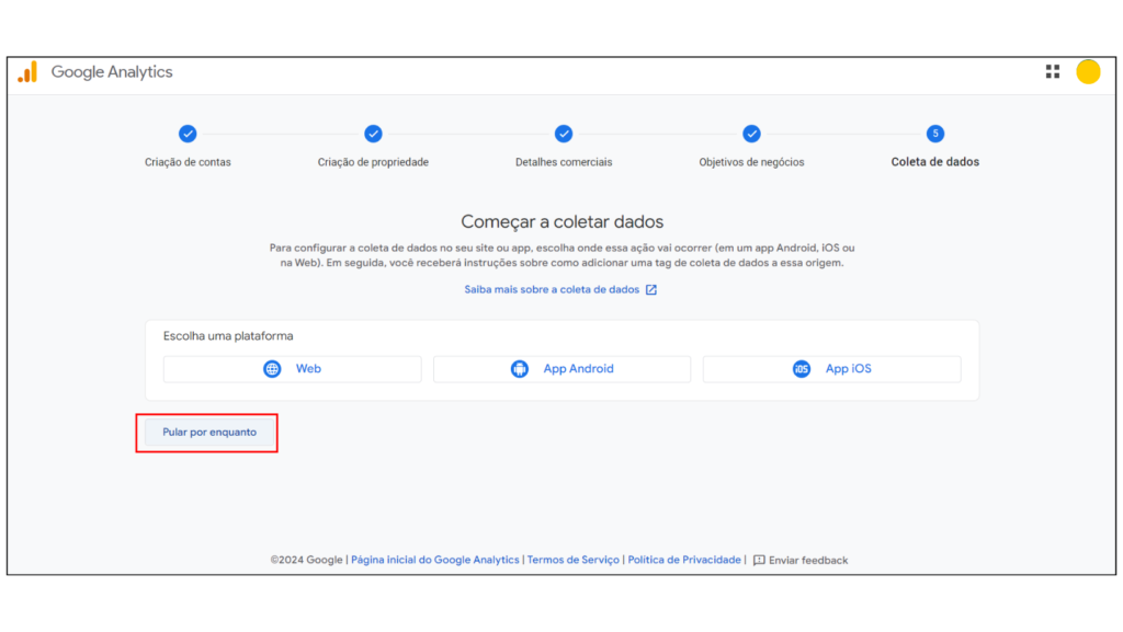 Como criar uma conta no Google Analytics 4